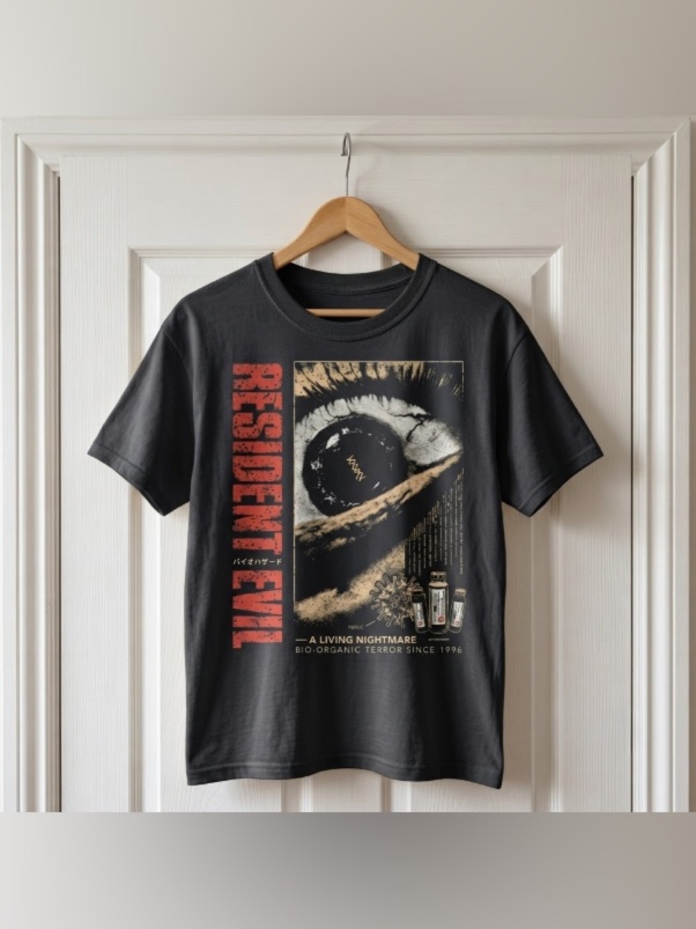 Resident Evil Eye Biohazard Vintage Graphic Streetwear Black T-Shirt